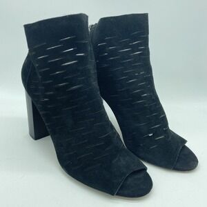 1. State 9 Black Suede Peep Toe Chunky Heel Edgy Gothcore Chic Whimisgoth Sleek